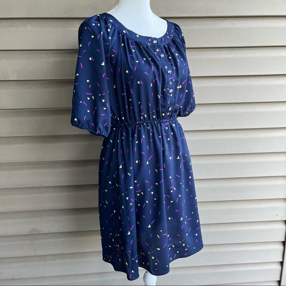 •I Love H81• Patterned Bloused Dress - Size Large - Picture 4 of 7